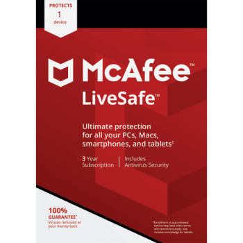 מקאפי לייב סייפ / McAfee LiveSafe - רישיון ל- מכשיר 1 ל-3 שנים מקאפי לייב סייפ / McAfee LiveSafe - רישיון ל- מכשיר 1 ל-3 שנים