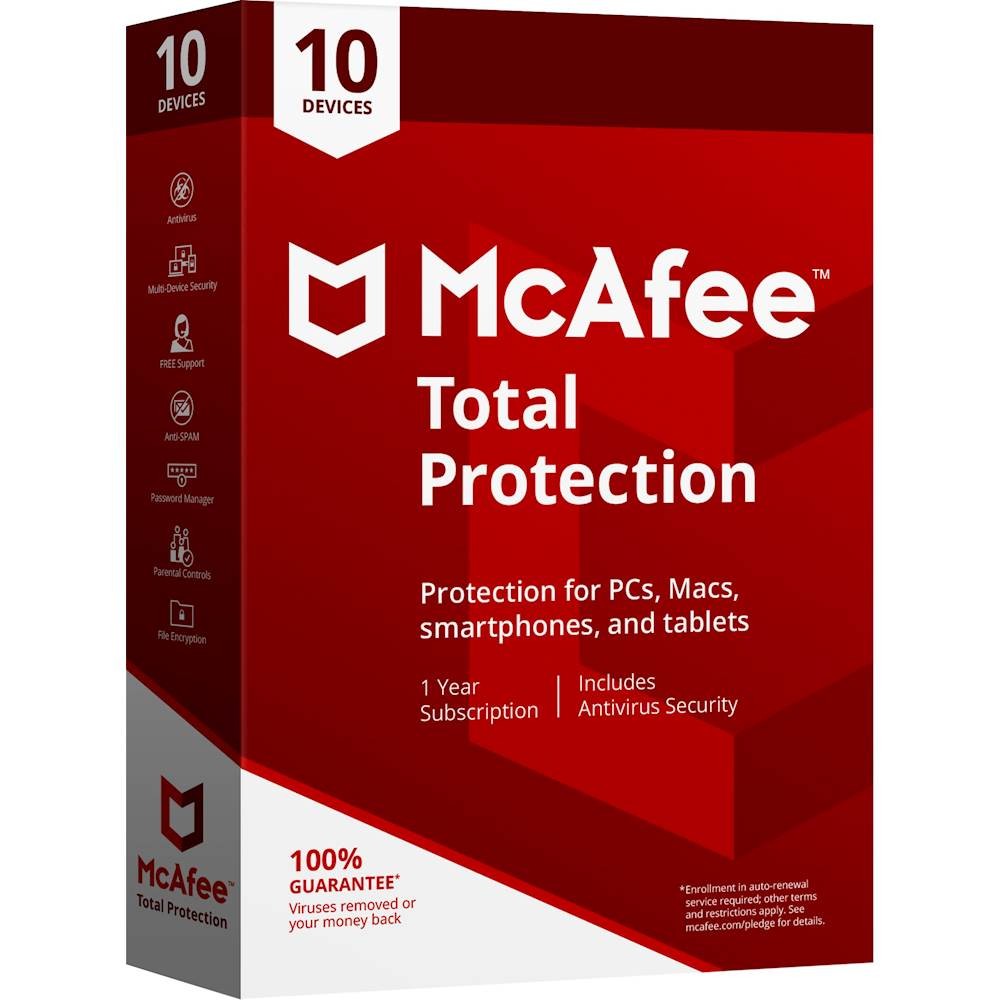 מקאפי טוטאל פרוטקשן / McAfee Total Protection – רישיון ל-10 מכשירים לשנה