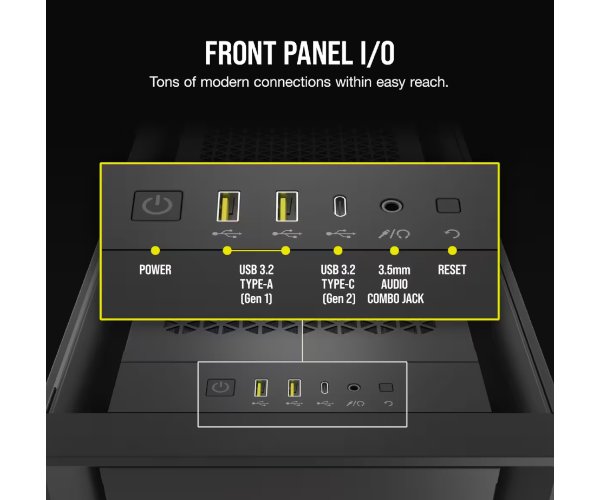 מארז Corsair iCUE 5000D RGB AIRFLOW Mid-Tower 3x AF120 RGB ELITE4
